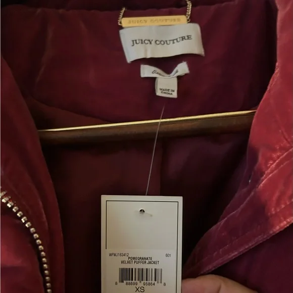 Valentine’s Day Pink Velvet Juicy Couture Down Puffer Jacket XS NWT - Picture 10 of 11